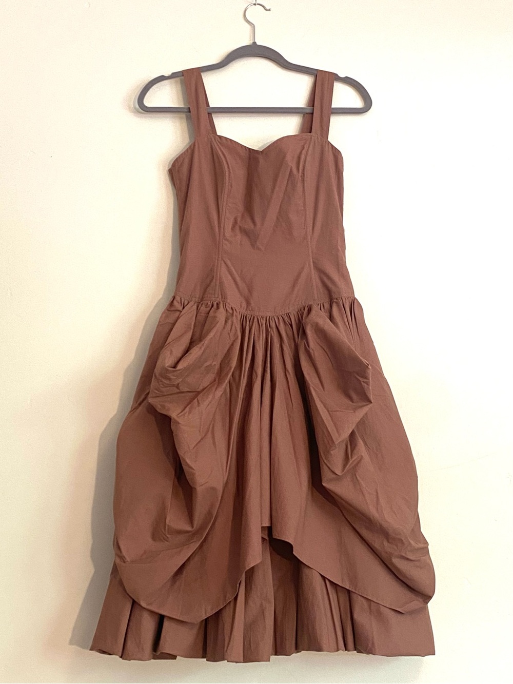 Vintage 80’s Mondi Rosewood Corseted Pleated Gathered Poofy Midi  Dress Size 4